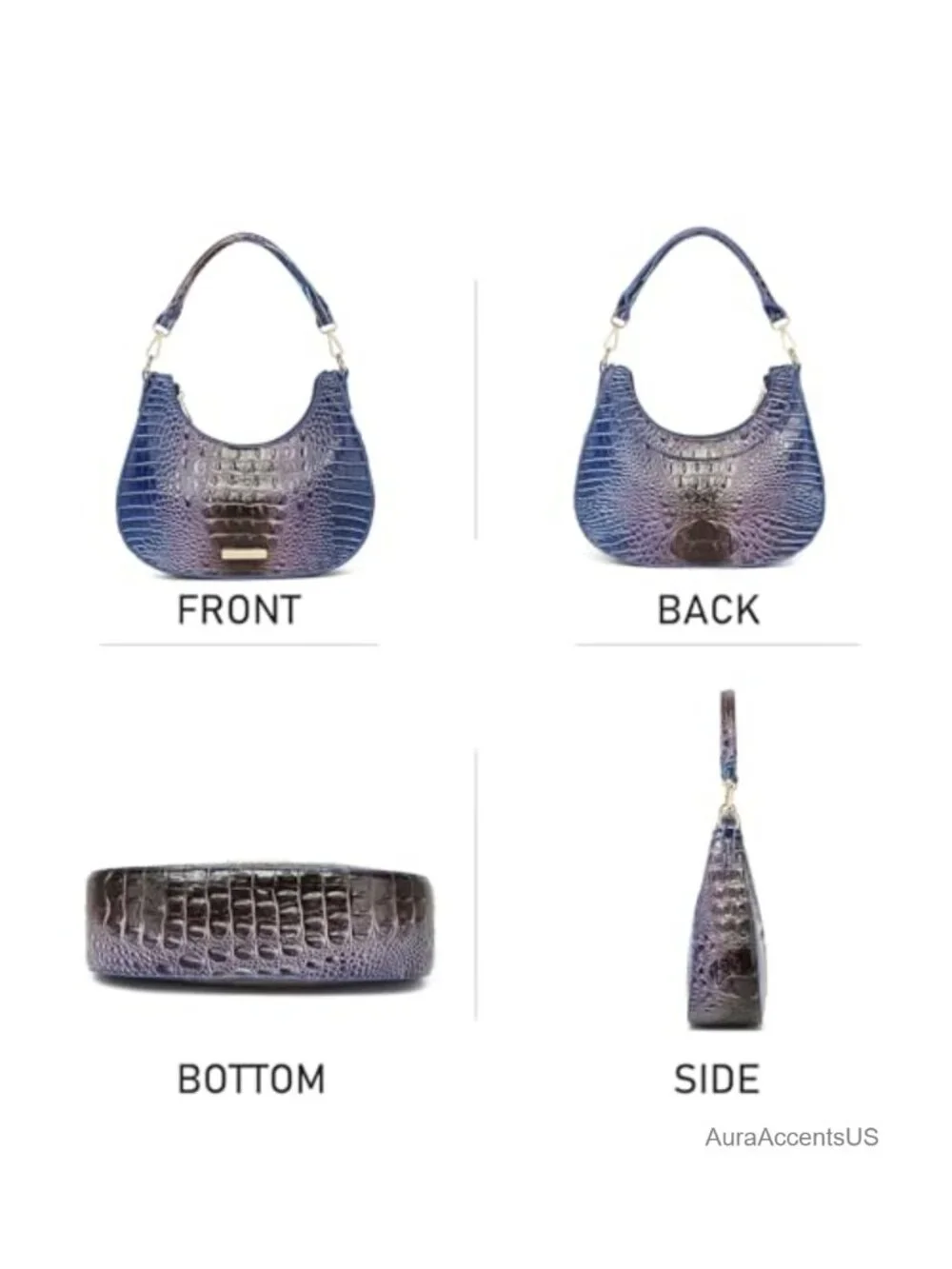 Vegan Leather Crocodile Hobo Bag Crescent Shoulder Purse Clutch Handbag